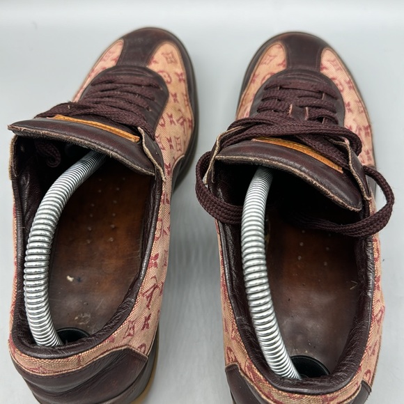 Louis Vuitton Burgundy & Pink Monogram Mini Lin Sneaker Women Size 40 EUR 8.5 US - Picture 6 of 8